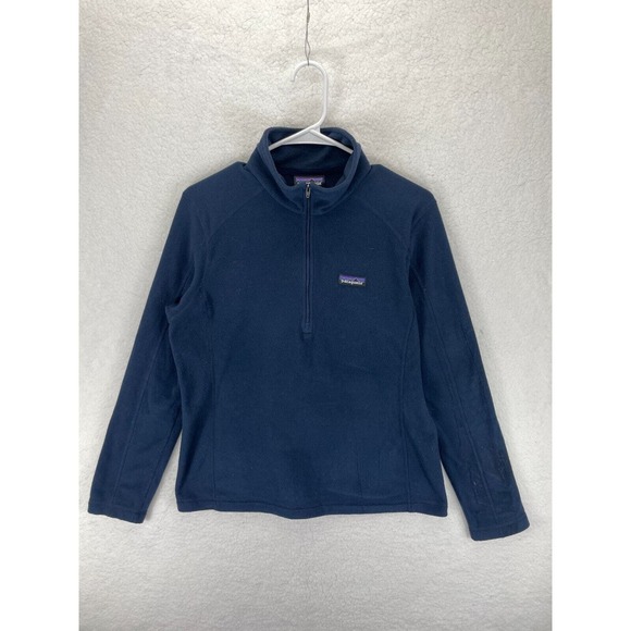 Patagonia Quarter Zip Fleece Pullover Women’s Size M Navy Blue Outdoor Sweater - Picture 2 of 12